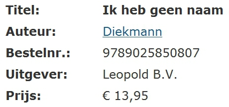 The sale of the stolen book "I Have No Name"